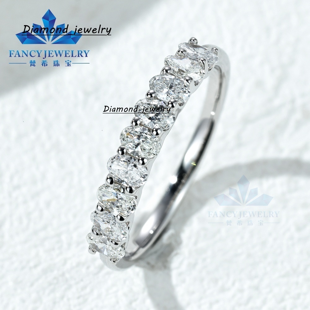 Factory Custom Oval Cut D Color Lab Grown Diamond 10K 14K 18K Solid Gold Trendy Ring 3x5mm Anniversary Wedding Band for Gifts