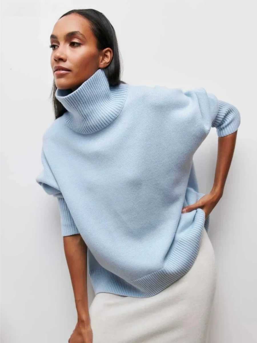 Women's Sweaters Wolfeel Women Turtleneck Sweater Autumn Winter Thick Warm Pullover Tops Oversized Casual Loose Knitted Jumper Female Pull D260