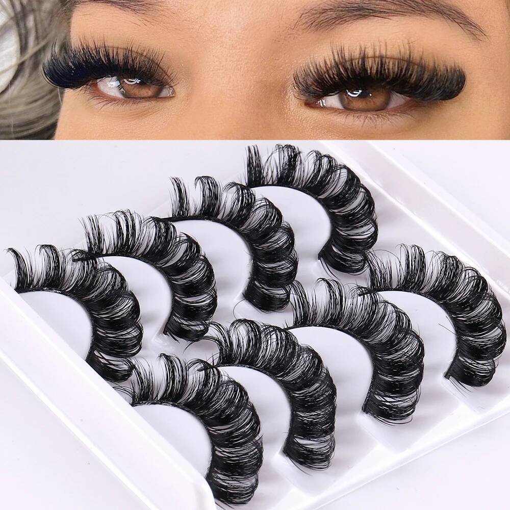 4 Pairs Strip Fluffy Mink Lashes 3D False Russian Volume Fake Eyelashes W260923