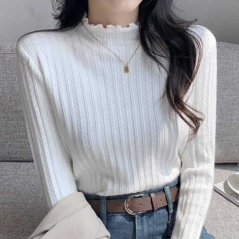 Women's Sweaters Sueters De Mujer New Long Sleeve Knitted Sweater Women Pullovers Slim Mock Neck Knit Sweater Pullover Women Tops Sweaters Q647