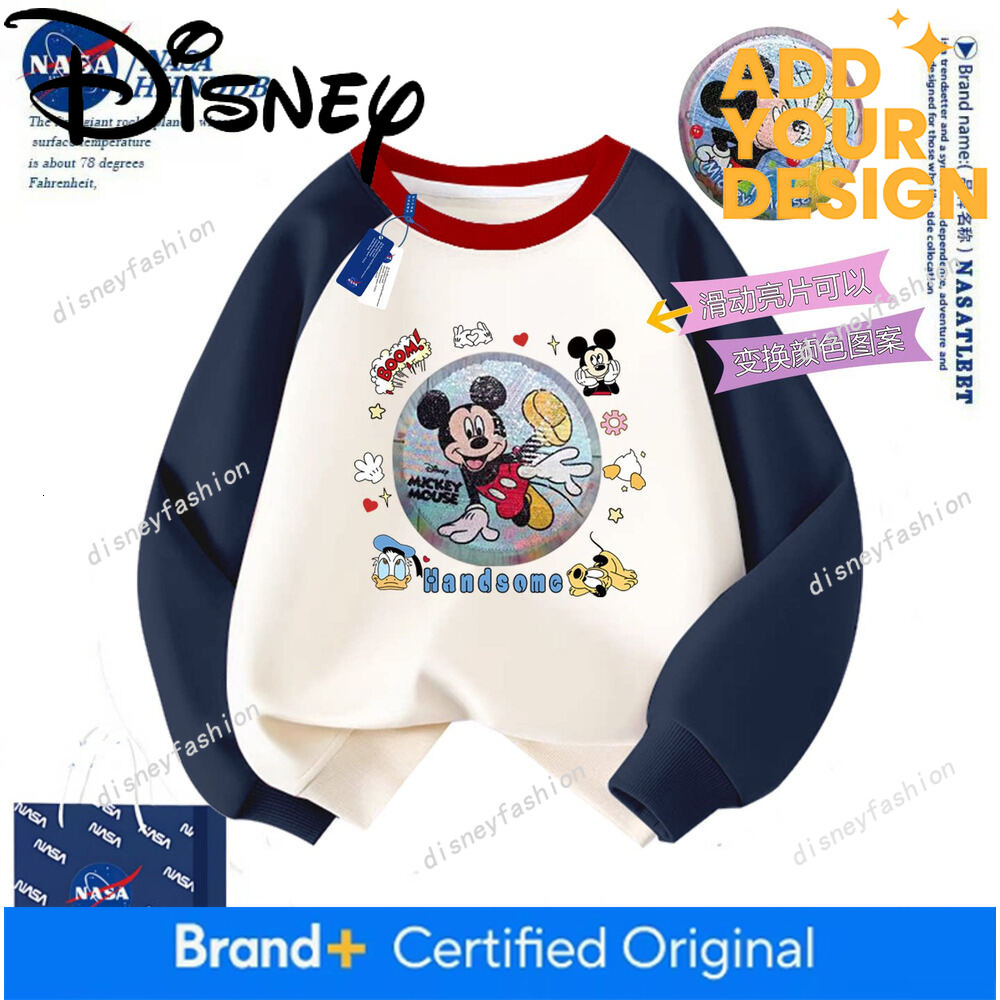 Nasa Collaboration Cartoon Mickey Sequin Clothing Sweatshirt Autumn and Winter Children's Long-Sleeve Boys' Color-Changing Top 97