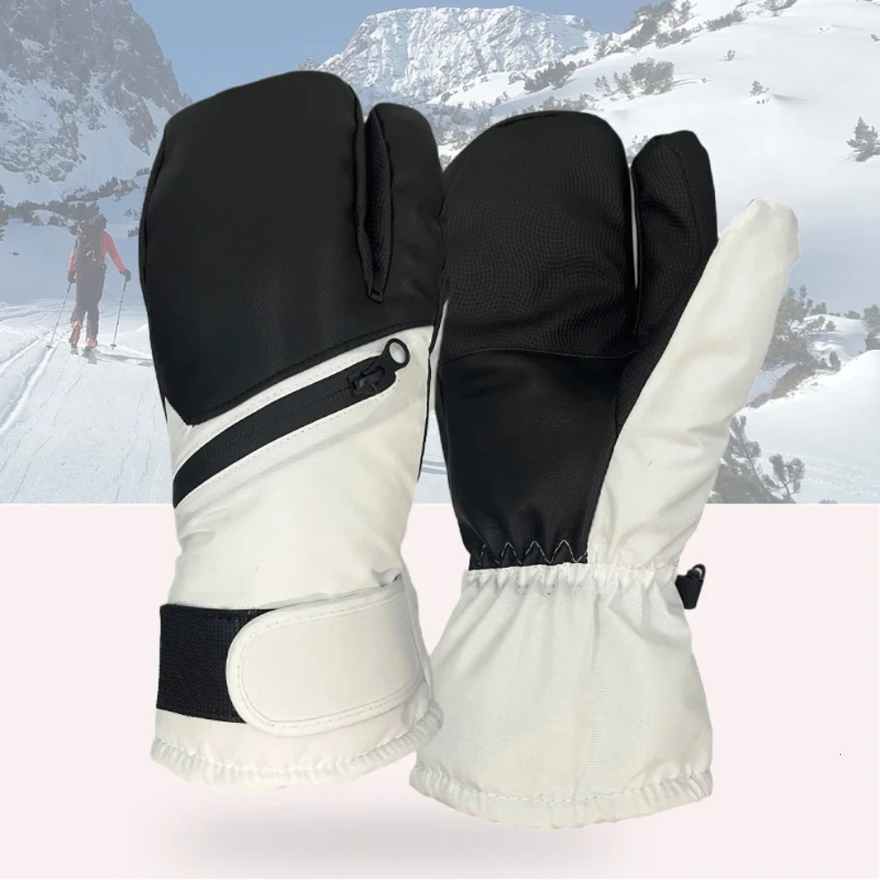 Men Women Teens Winter Warm Skiing Gloves Water Repellent Thickened Touch Screen Five Fingers Mittens for Ski Snowboard 260923
