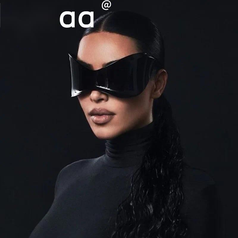 Sunglasses Oversized Sport Silver Black Red Rimless Sun Glasses Goggles Futuristic One Piece Wrap Around Sunglasses Women Y2K Punk Integrated Lens S