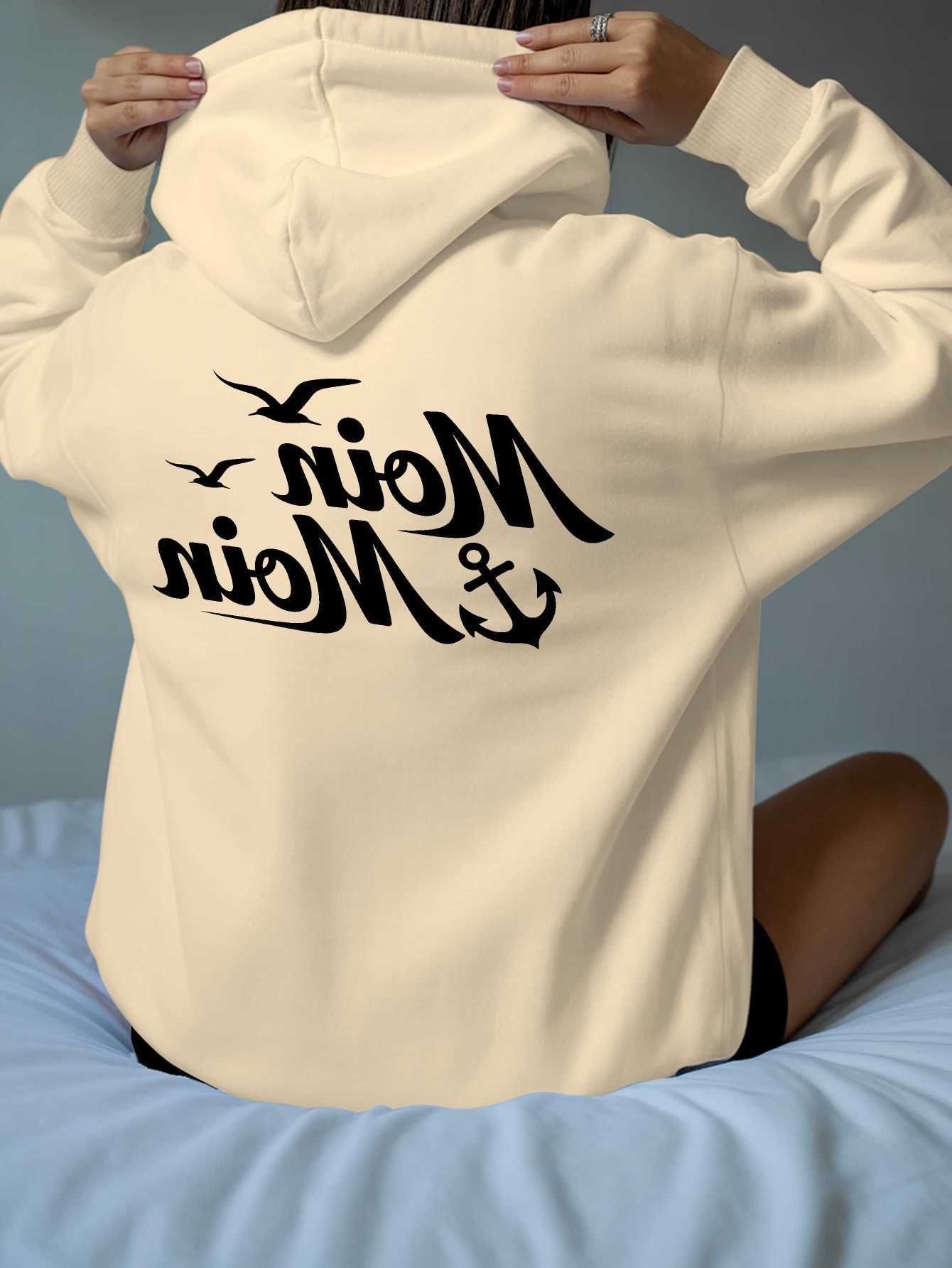 Women's Sweatshirts Moin Women's Hoodies Casual Hoodie with Back Printed Fashion Trend Hoodie Autumn and Winter Casual Long sleeved Hoodie