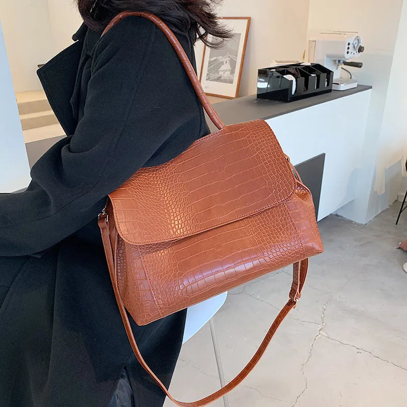 Large capacity PU leather women handbag 2026 tend Alligator Pattern shoulder bags ladies crossbody bags Casual Big Totes 260920