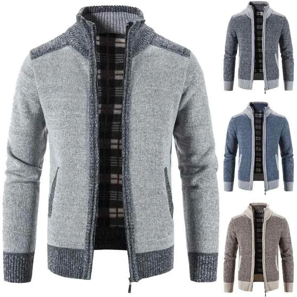 Autumn Winter Men's Thick Sweater Loose Casual Cardigan Jacket Zip Knitted Men Streetwear 260910