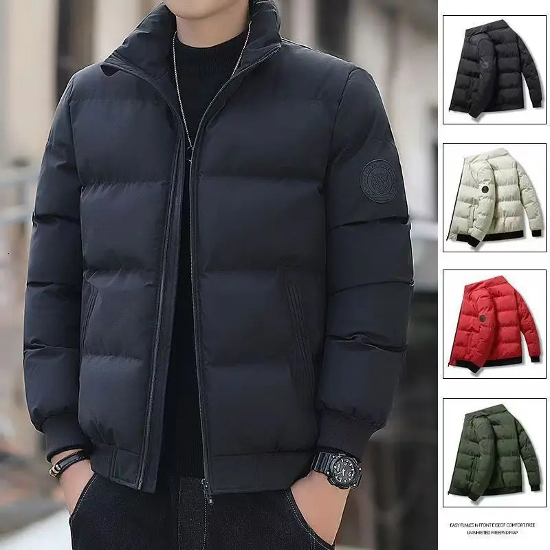 2026 Winter Mens Solid Color Leisure Windproof Warm Down Jacket Outdoor Sports Slow Running Comfortable Breathable Coat 260922