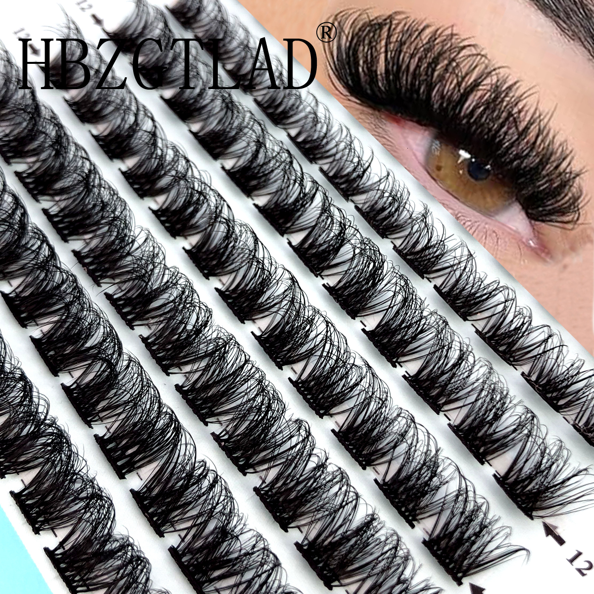 HBZGTLAD New Wholesale Soft Ribbon Segmented False Bundles Eyelashes DIY Individual Clusters Lash Extensions Faux 3D Mink eyslas W260923