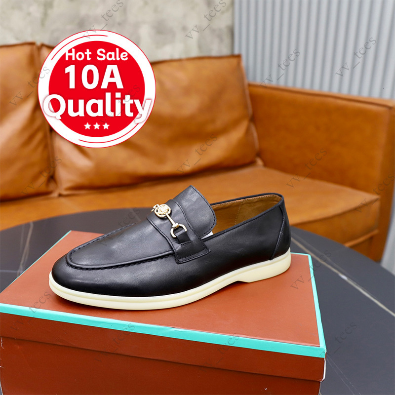 10A Men Leather Loafers Metal Horsebit Buckle Slip On Flat Shoes Genuine Cow Leather Casual Shoes Footwear Business Daily Walking Shoes Fashion Loaf
