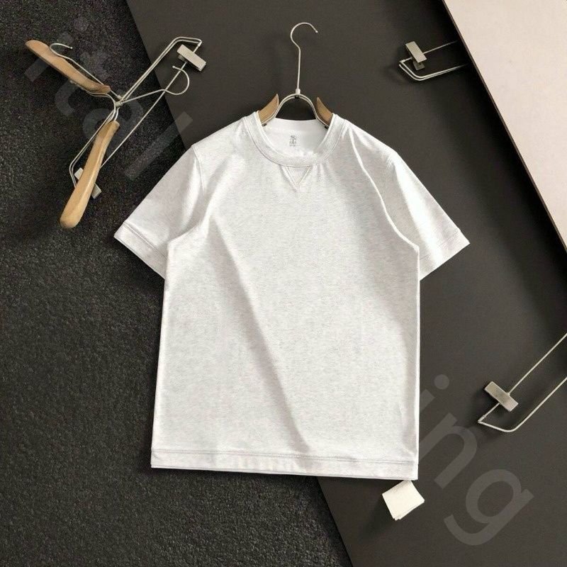 Luxury Mens Cotton T-Shirt Breathable Sweat-Absorbing Summer Tee with Round Neck and Short Sleeves B1289