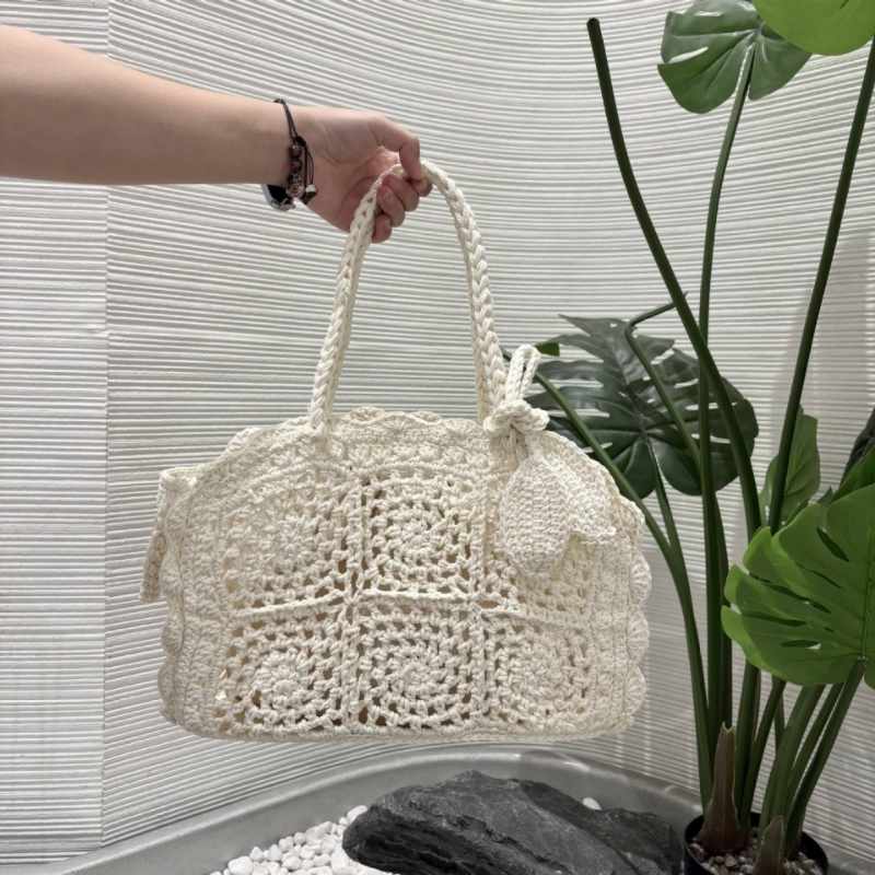 New In Polyester Hollow Underarm Shoulder Beach Le Petit Turismo Crochet Tote Bags For Women Luxury Designer Handbag Purses KABAHEBINGJUE