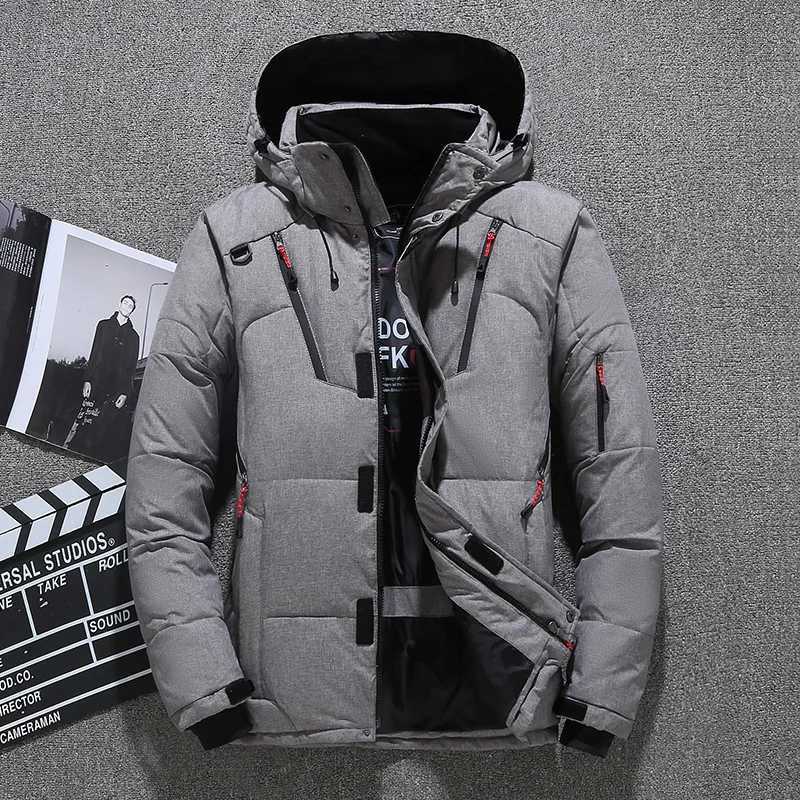 Down Men's Down Parkas Men High Quality Thick Warm Winter Jacket Hooded Thicken Duck Down Parka Coat Casual Slim Overcoat With Many Pockets Men