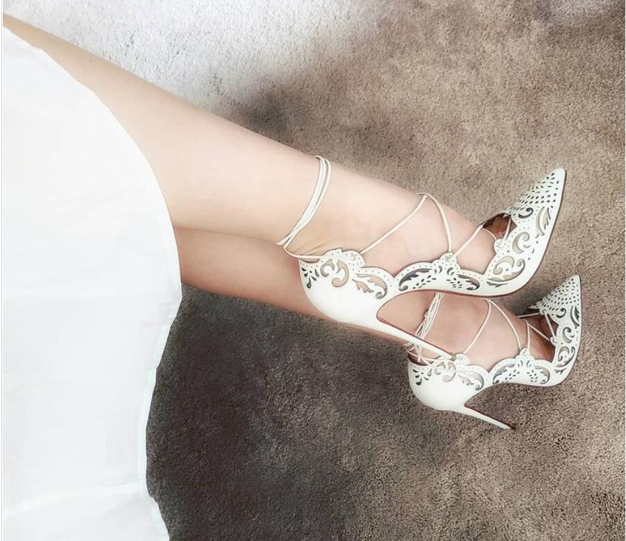 Luxury Red Bottom Design Brand Sandals Women 2021 Summer nude patent leather rivet cross strap super high heel open shoes sizes 35-43