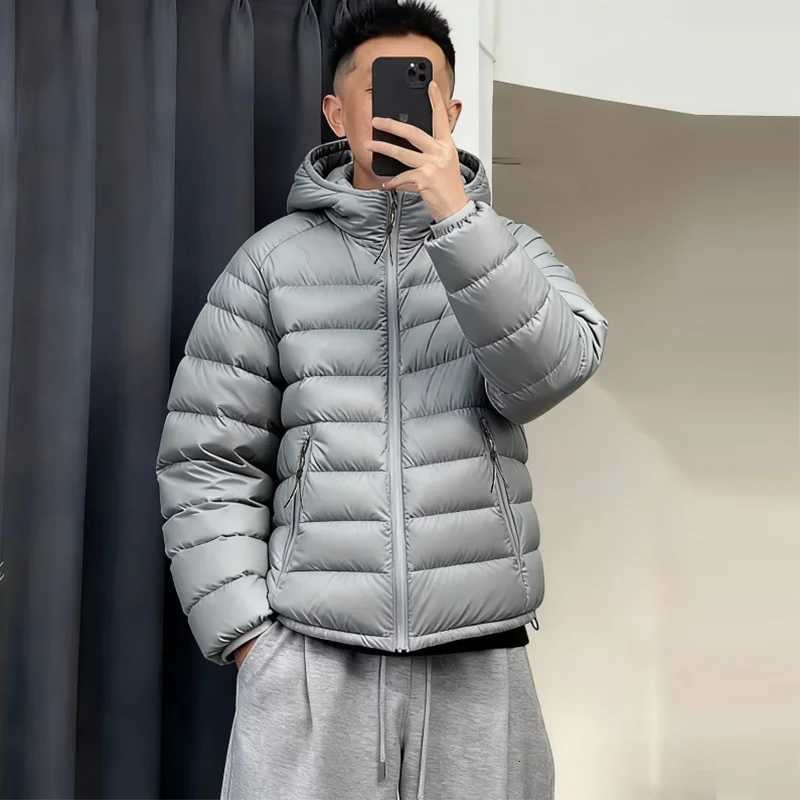 Men's Down Parkas Spring Down Jacket Men Korean New 2026 Winter Hooded Light Short Coat Slim Thermal Puffer Coat Waterproof Top Trendy Down Jac