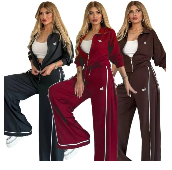 Survêtements pour femmes automne/hiver nouvelle marque de luxe à la mode tempérament décontracté haut de gamme ensemble brodé jambe large ensembl