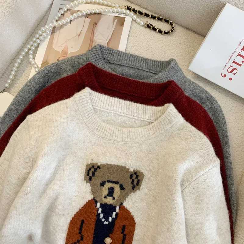 Women's Sweaters New 2024 Korean Style Autumn Winter Cashmere Sweater Women Casual Cartoon Bear Long Sleeve Pullovers Knitted Sweaters For Wome