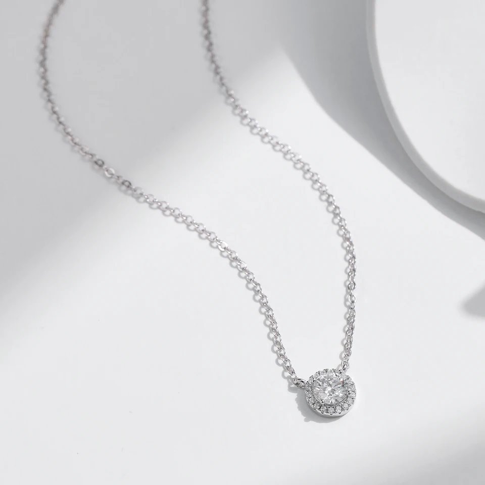 Lab Diamond Moissanite Pendant Necklace 925 Sterling Silver Classic Design