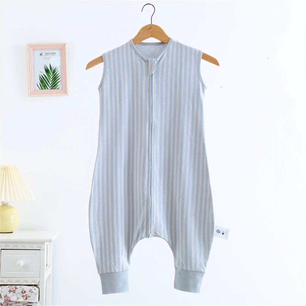 Summer Thin Vest-Style Children's Sleeping Bag Comfortable at Home Pure Cotton Striped Split-Leg Sleeping Bag 260920