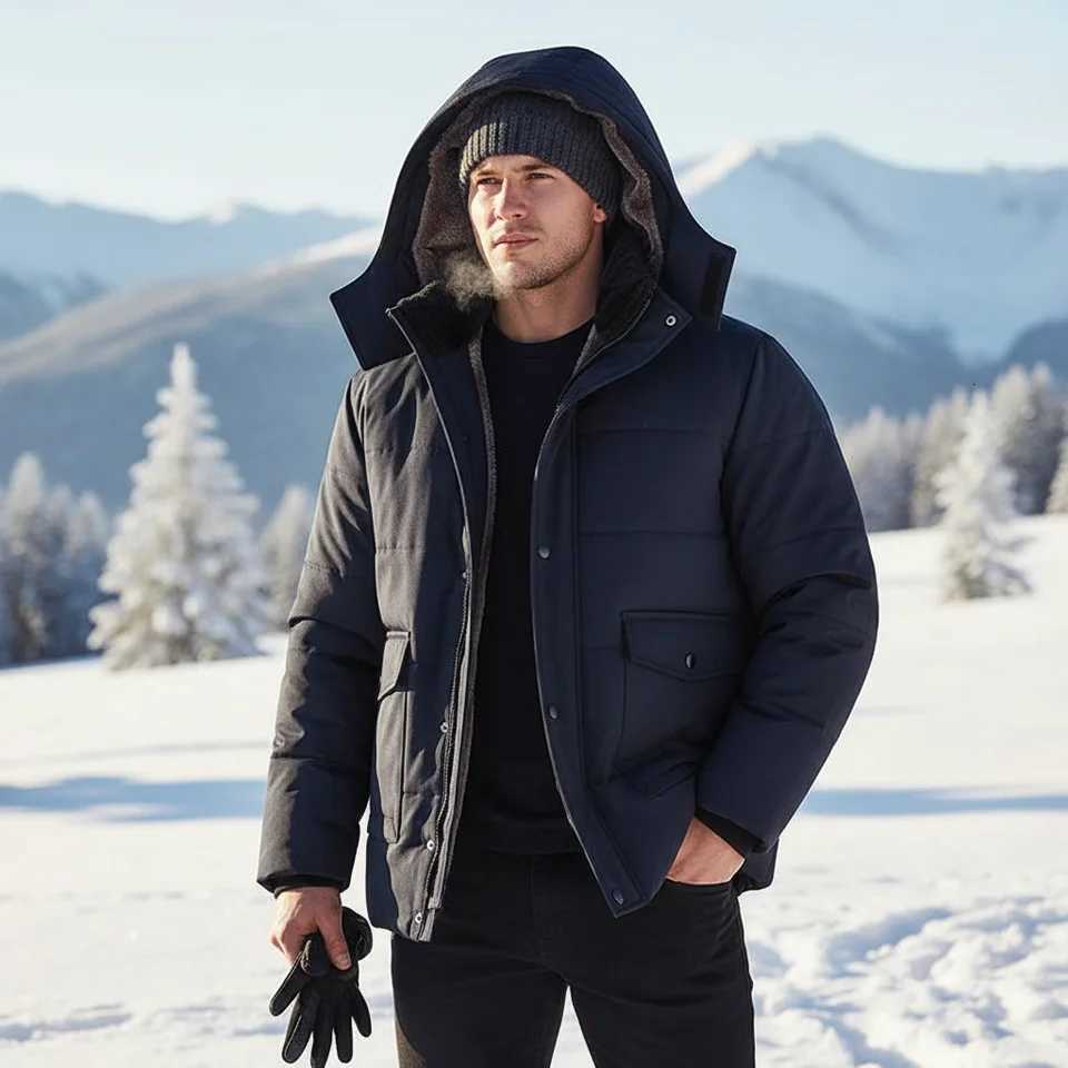 Winter Men's Down Mens Parkas Warm Windbreaker Parkas Fashion Men Cotton Down Padded Jackets Men Loose Snow Thermal Hooded Parkas Clothing 7XL