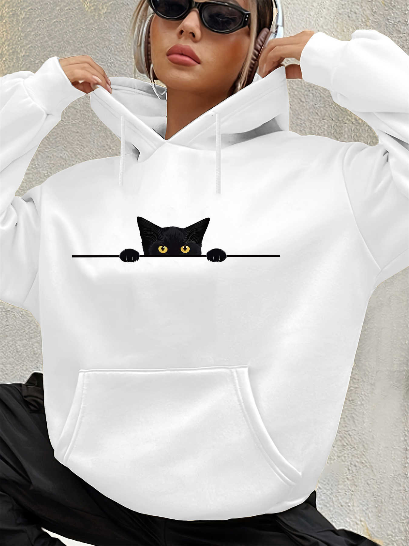 Autumn Women's Women's Hoodies Sweatshirts and Winter Warm Loose Casual Pattern Printed Suede Long sleeved Hooded Sweatshirt D260923