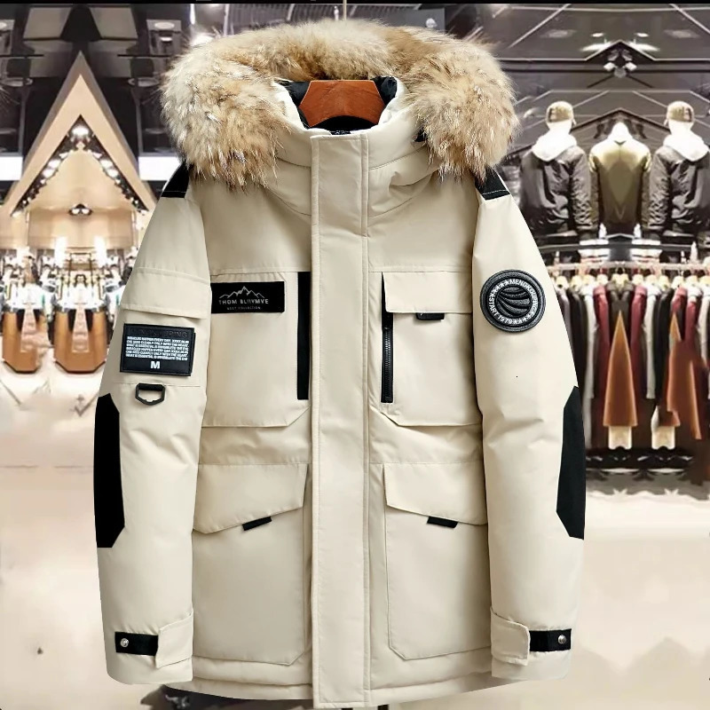 2026 Winter Mens Hooded Fur Collar Duck Down Coats High Quality Waterproof Fashion Parkas Male Casual Warm Jackets 260922