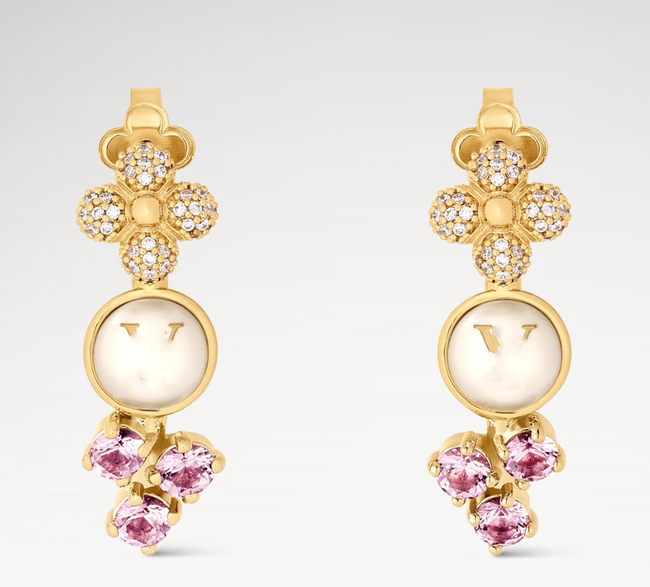 With BOX Fashion BLOOMING Designer Stud Earrings Purple Diamond Crystal Flower 18K Gold Plated Luxury Hoop Earring Brand Wedding Party Jewelry Gift