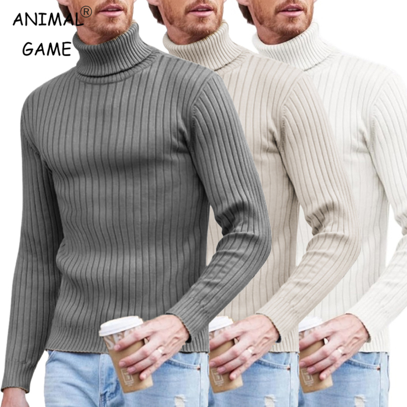 Autumn Mens Slim Fit Thermal Turtleneck Sweater Casual Pullover Sweaters Lightweight Ribbed Solid Striped Outdoor Tops 260908