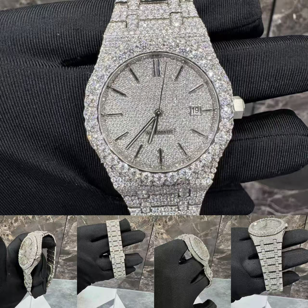 Men Wrist Watch Customizable Hip Hop Style quartz Mens Quartz Analog Dial Watch Featuring High Quality Moissanite Diamonds Premium Grade A3 Stainles