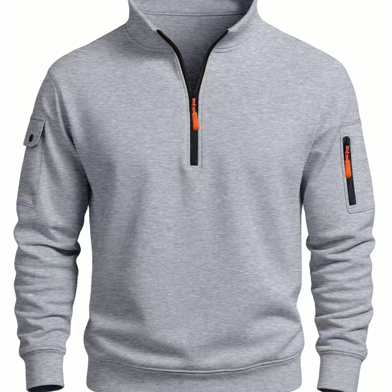 Autumn and Winter Men's T-Shirt Sweatshirt Casual Sports Casual Long Sleeved High Neck Half Zipper Windproof Top 260920ww