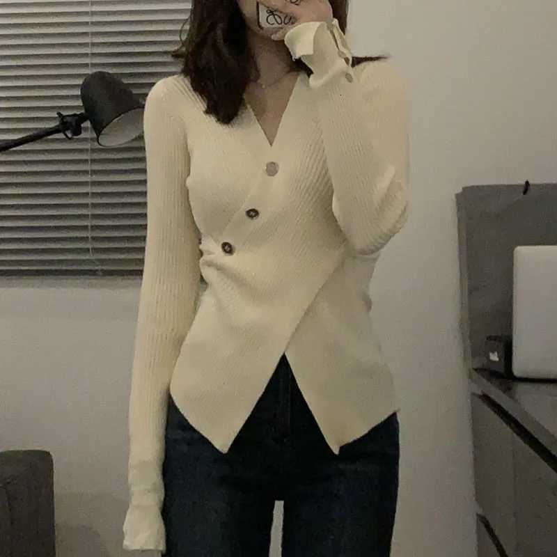 Women's Sweaters Knitted Sweater Women Pullovers Knitwears Fashion Long Sleeve V-Neck Criss-cross Knit Sweater Pullover Women Tops Sweaters Q63