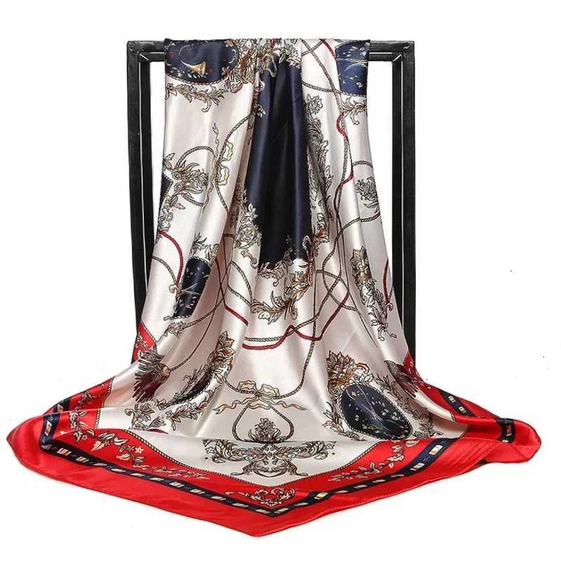 90*90cm satin scarf for Scarves women cashew flower print chain scarf spring and summer new style shawl scarf for women 2024 new style N260922
