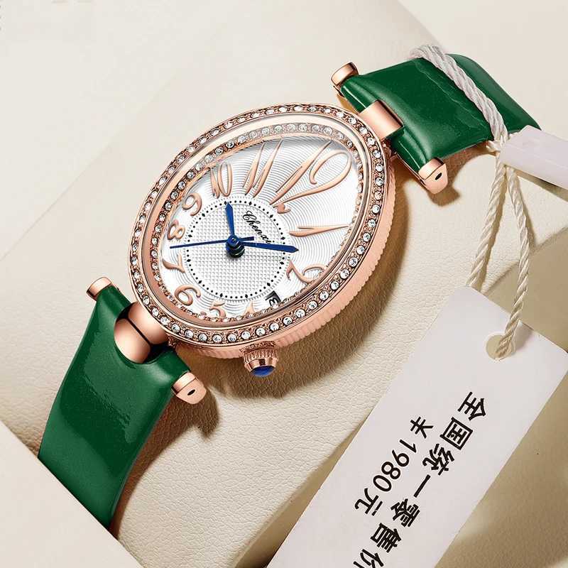 Women's Watches Fashion Chenxi Top Brand New 2022 Women's Watch Luxury Rose Gold Ladies Gift Rhinestone Leather Quartz For Women Oval Cloc