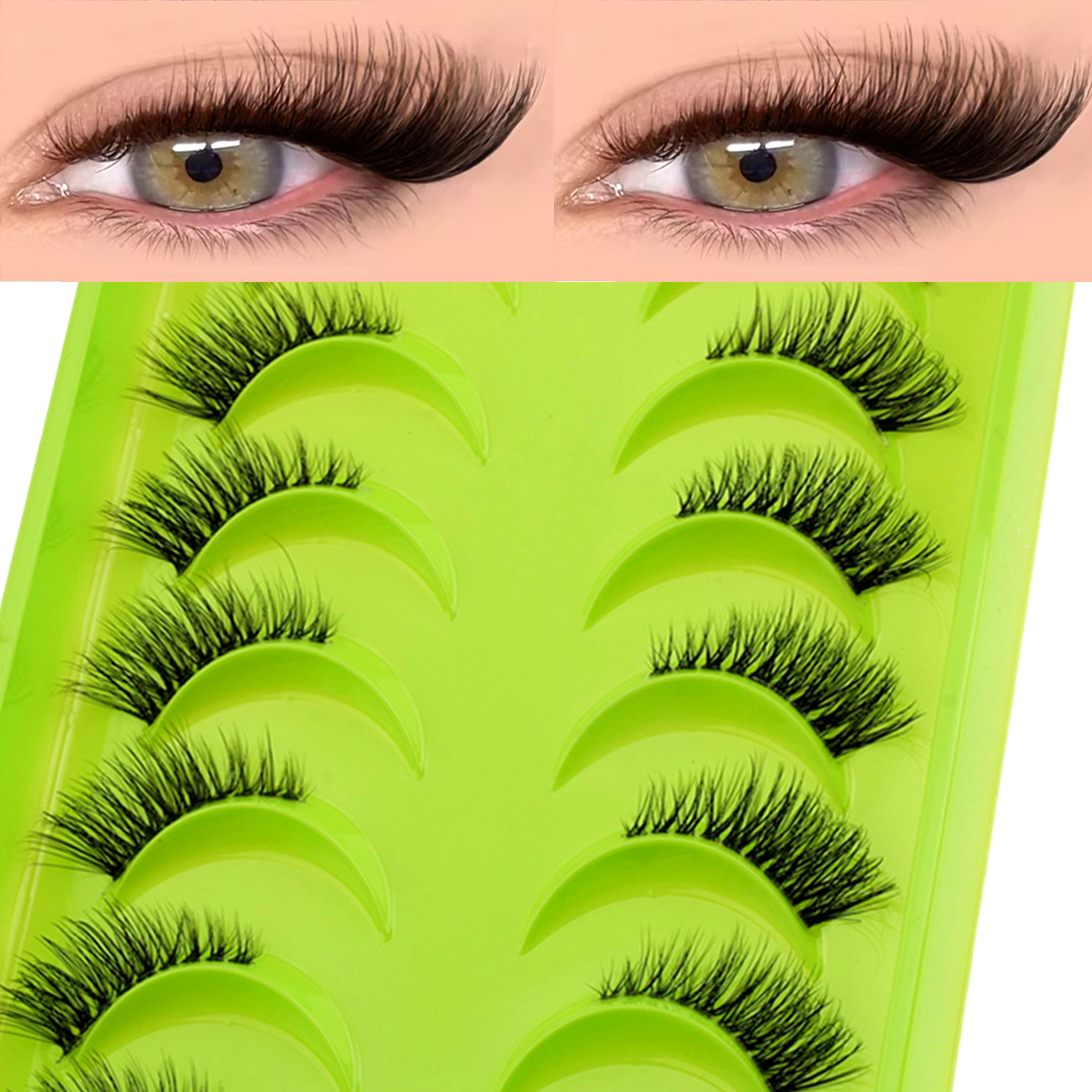 Half lashes 7/10 Pairs Cat Extension Natural Soft 3D Mink Lashes Fluffy Reusable False Eyelashes Makeup faux Cils Tool W260923