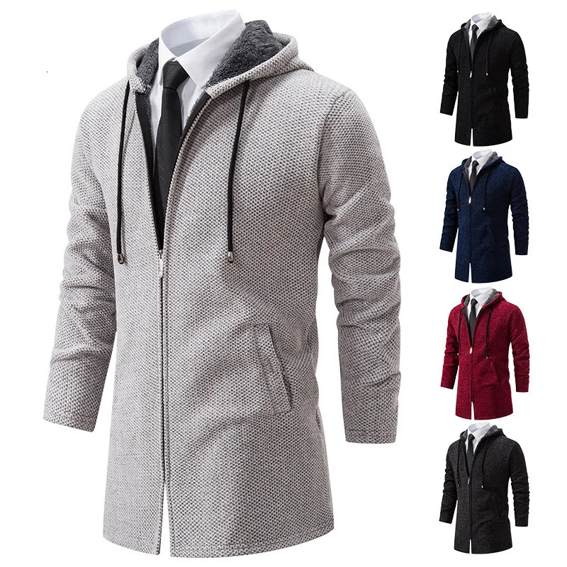 Men's Knitted Cardigan Casual Hooded Coat Slim Fit Autumn and Winter Sweater 260910