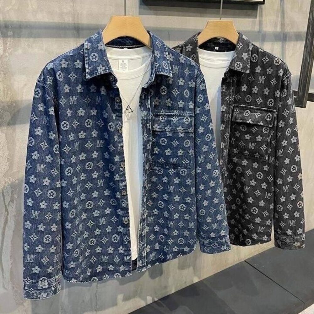 American-style retro checkered denim jacket for men, trendy on Instagram, with a unique design, a little niche, for autumn, a youth-oriented denim g