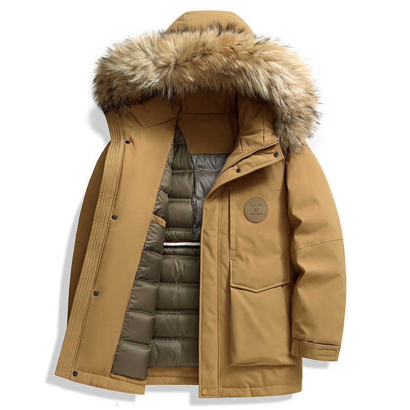 Parka Men's Mens Down Parkas With Detachable Raccoon Fur Hood 90 Percent Duck Down Jacket For Men Heavy Duty Winter Coat Warm Workwear Parka C2