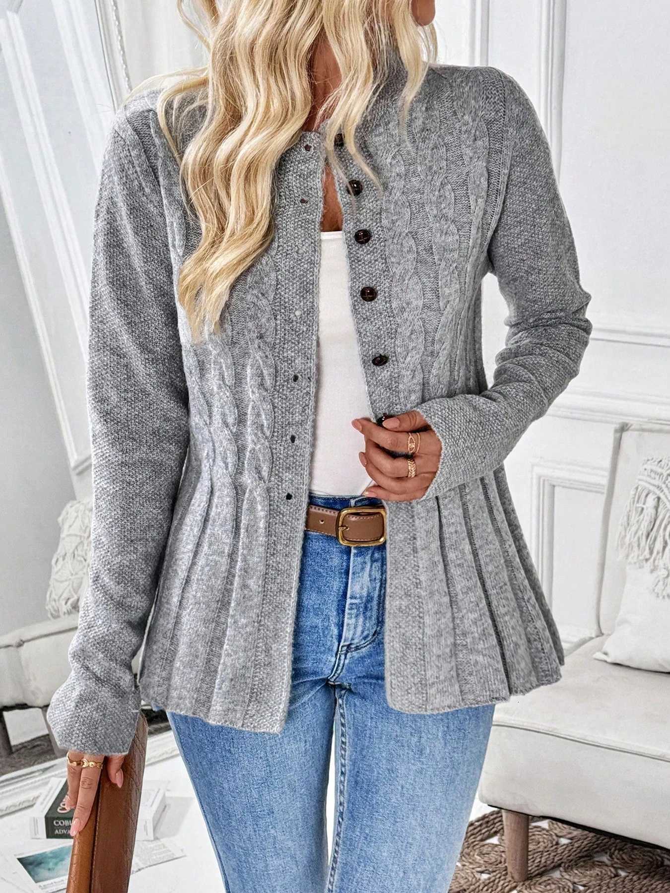 Women's Sweaters Women's Simple Solid Color Long-Sleeved Cardigan Knitted Sweater for Autumn and Winter H260923