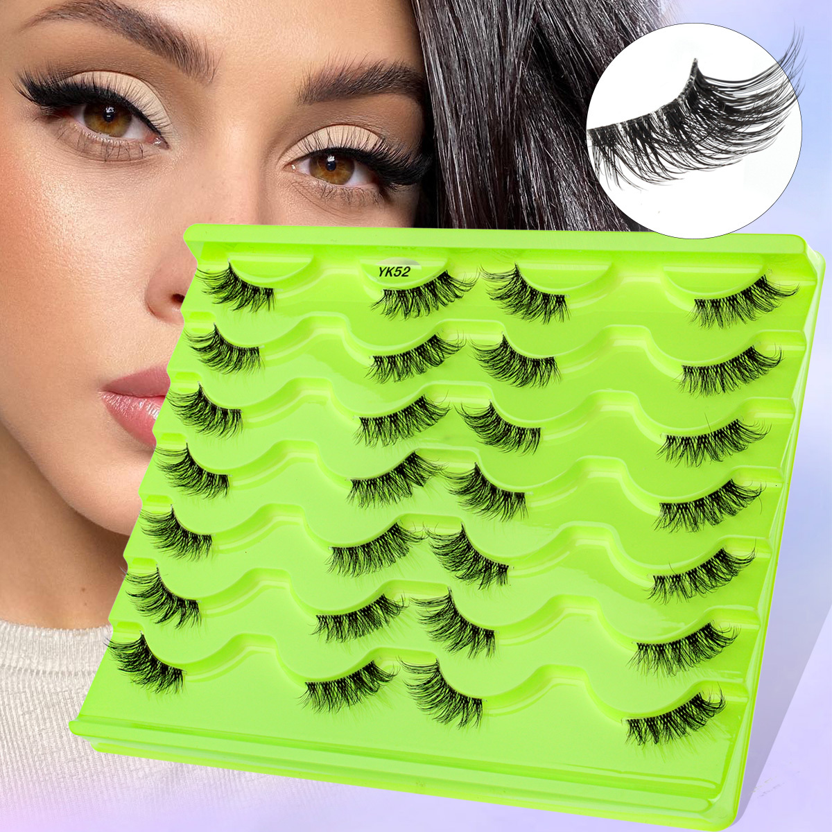 New 3/10/14 Pairs 3D Natural False Half Eyelashes Faux Mink Cat Eye Lashes Wispy Fluffs Makeup Extension Tools W260923