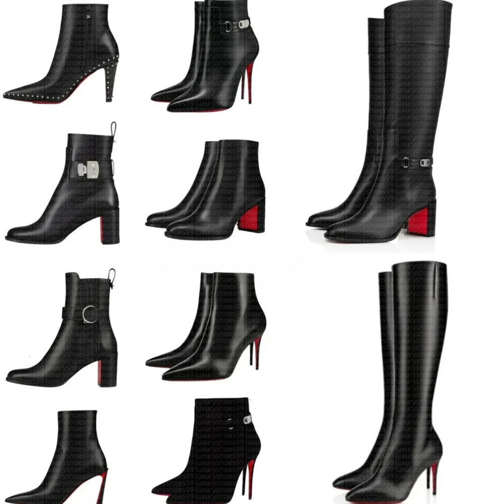 boots designer womens red boots Over the Knee Heels Boots Women's Classic Fashion Casual Heels Suede Brown Black Rivet heels designer boots des