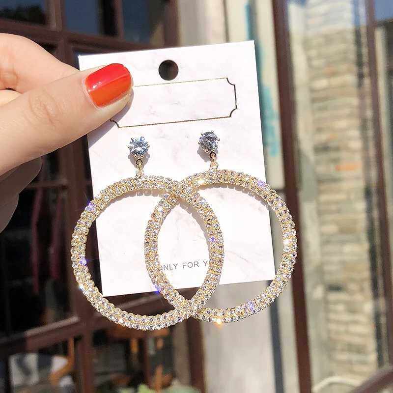 Luxury Crystal Rhinestone Long Tassel Clip Earrings for Women Bridal Non Pierced Dangling Circle Earrings Party Wedding Jewelry M260923