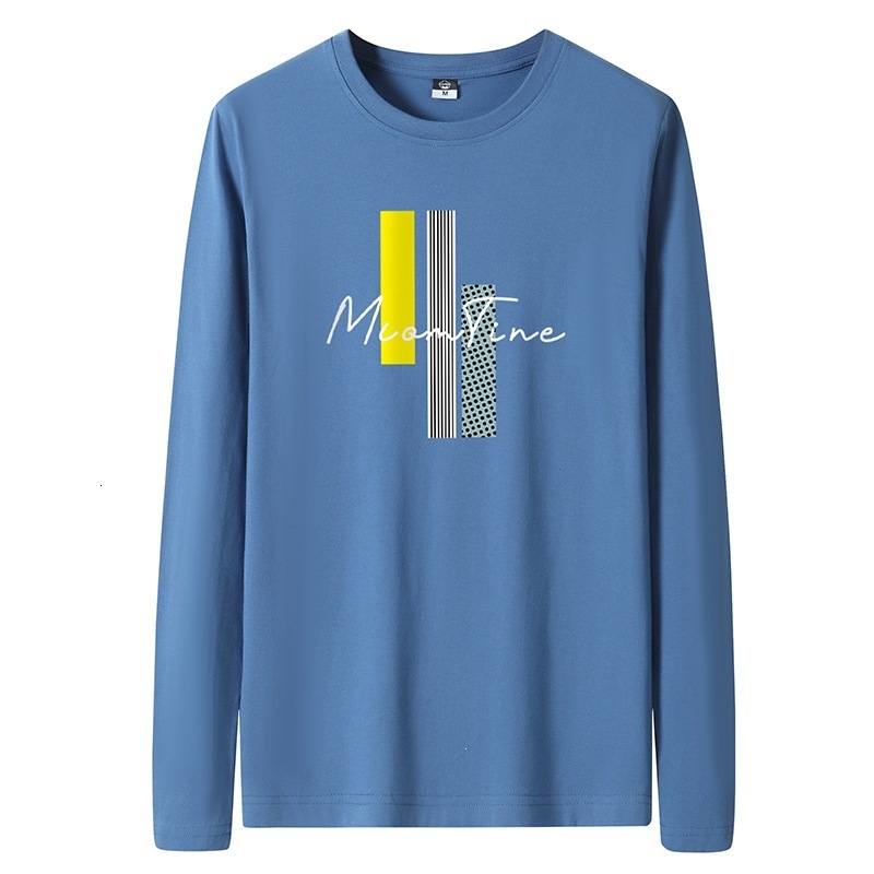 New spring and autumn T-shirt, loose-fitting, suitable couples, versatile base layer, printed long-sleeved top for young men