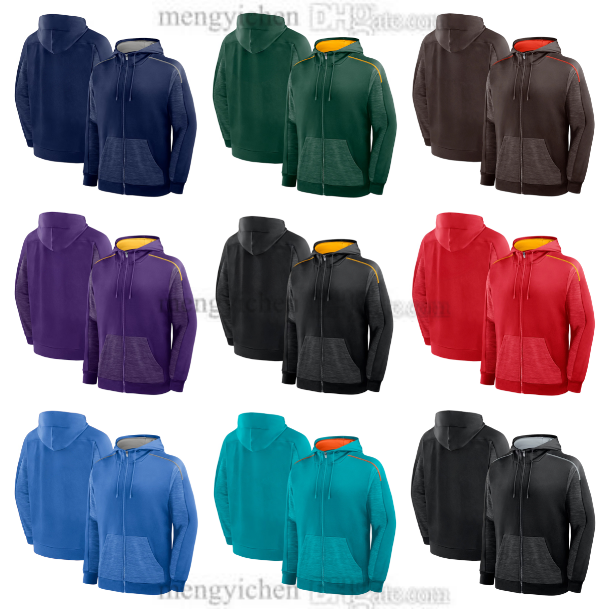 Men's 2026 Football Jackets Full-Zip Hoodie Training Pullover Hoodies Sweatshirts Fleece-Lined