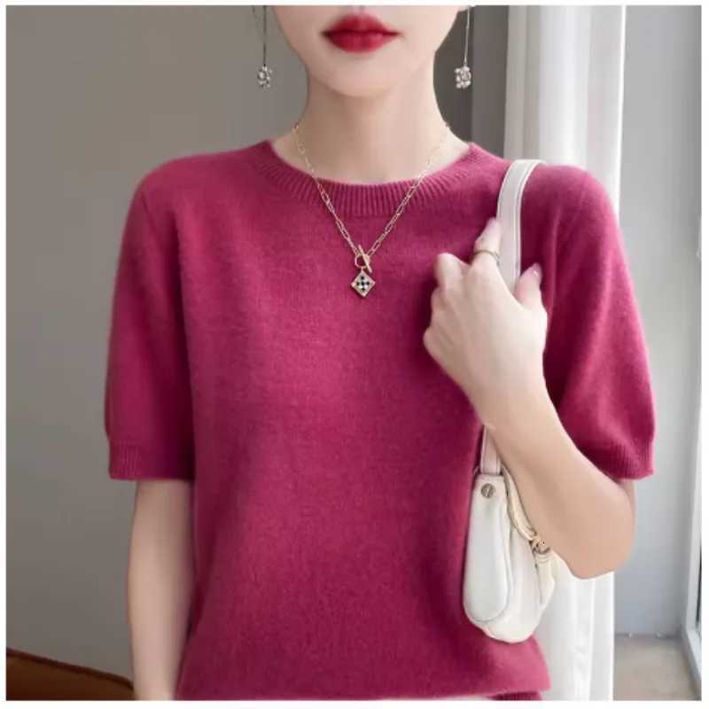 Women's Sweaters Summer New Round-Neck Pullover Knitted Short-Sleeved Korean-Style Women's Fashionable Knitted Sweater Short-Sleeved Tops