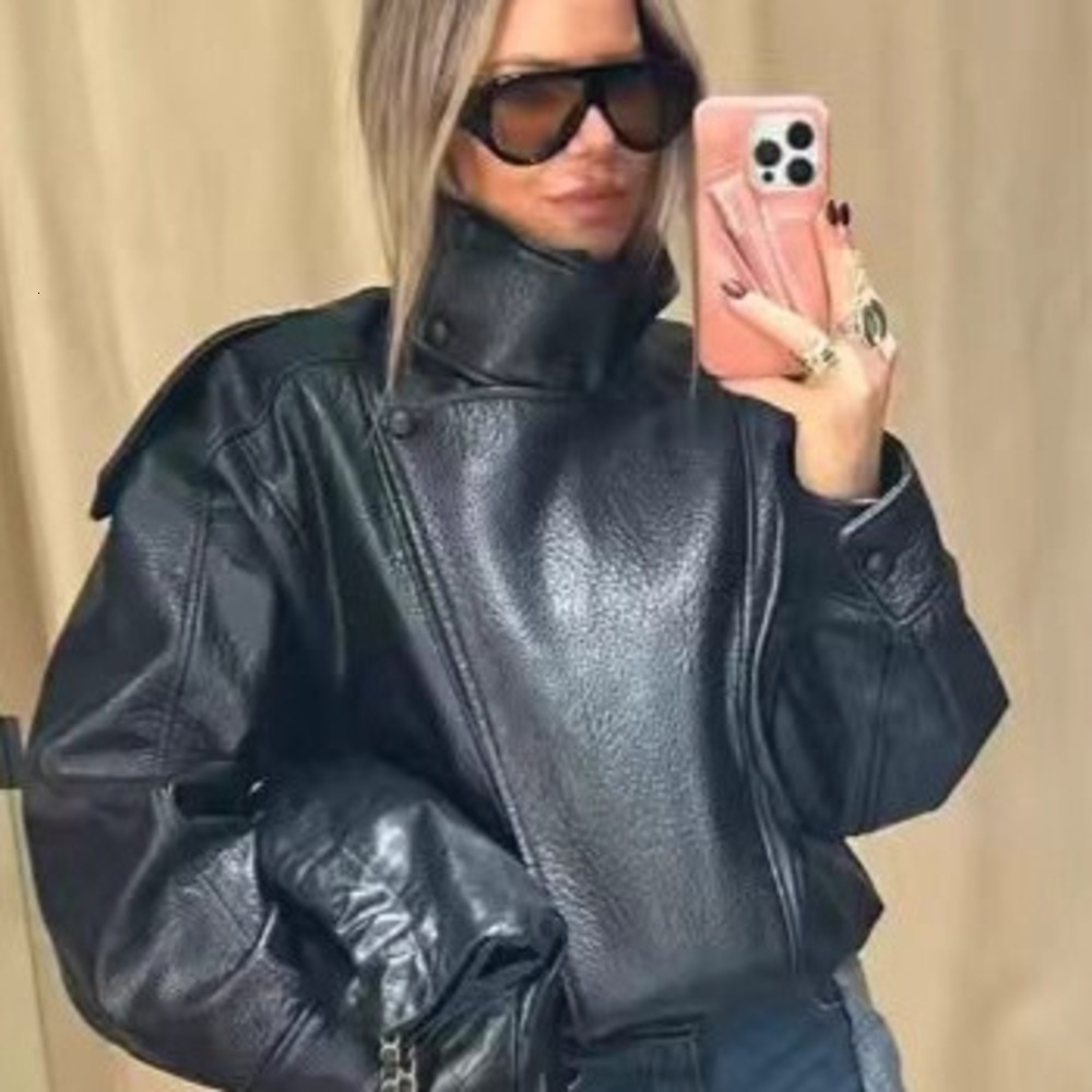 European-American style women's best-selling American retro leather jacket for outerwear, motorcycle-style leather jacket-2