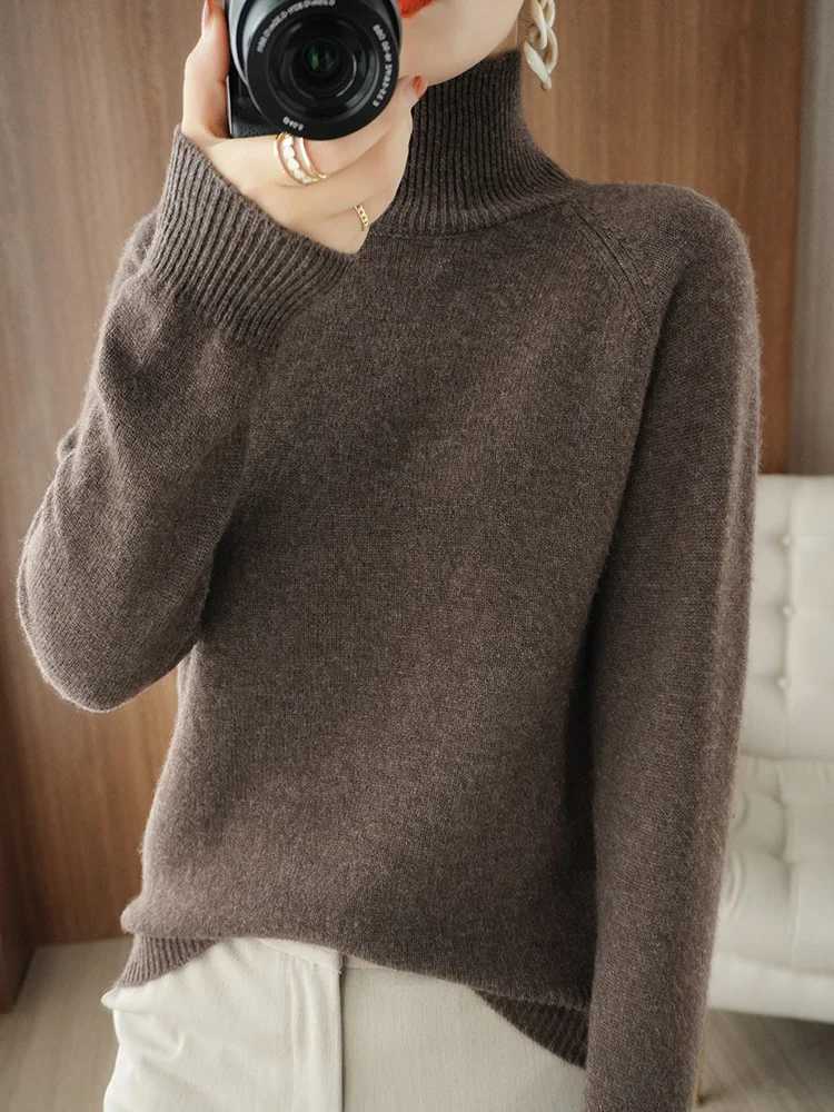 Women's Sweaters Fashion Basic Autumn Winter Merino Wool Sweater Mock Neck Cashmere Pullover Solid Color Soft Long Sleeve Basic Clothing Tops H