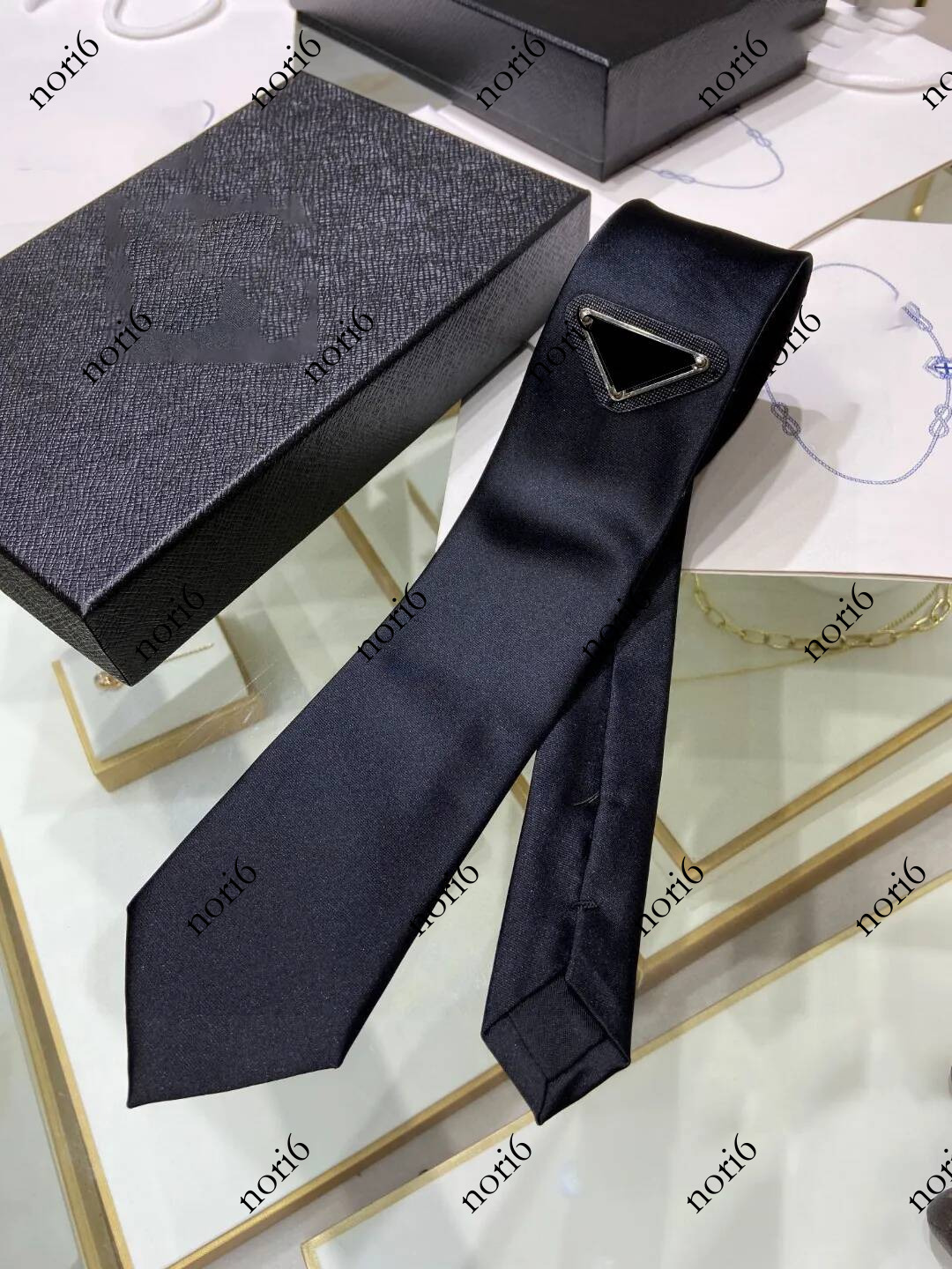 Ladies fashion luxury designer inverted triangle classic business scarf black tie geometric letter suit silk necktie ties girl party1