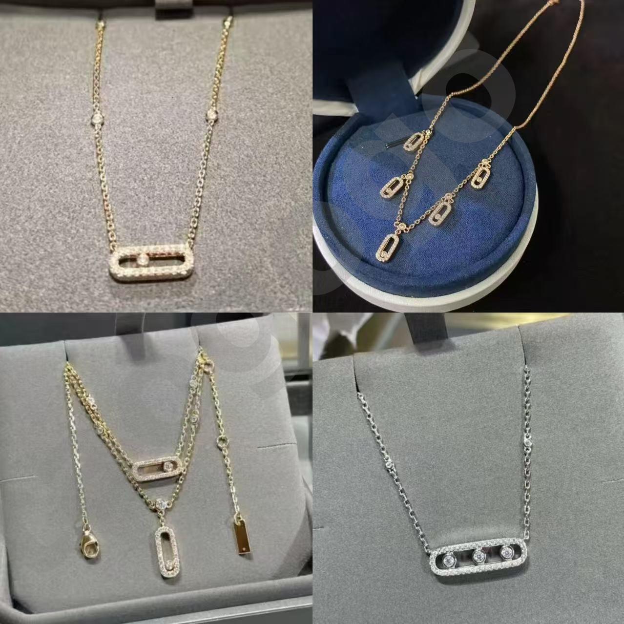 Luxury Designer Mes Necklace Jewelry Simple Fashion Designers Body Decoration Charming Single Diamond Sliding Necklace For Women 18K Gold Plated