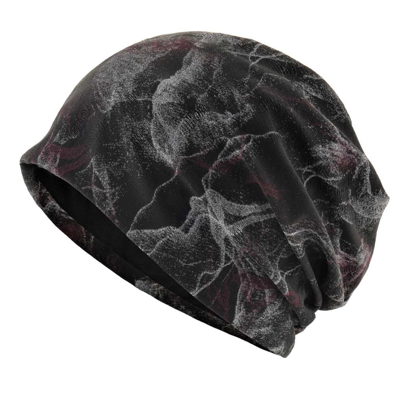 Unisex Chinese-Style Marbled Print Beanie Hat Men Women Loose Style Slouchy Bonntet Cap Spring Autumn Outdoor Casual Sport Hats Z260922