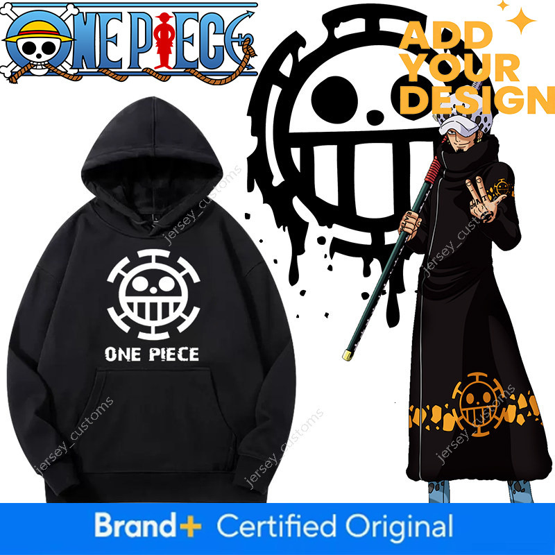Red Heart One Piece Clothing Anime Pattern Trafalgar Law Hooded Sweatshirt Loose Fleece Student Men's Spring and Autumn