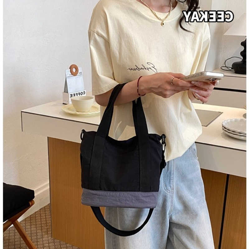 Cross Body CEEKAY Women's Two Tone Canvas Tote Bag Large Capacity Adjustable Shoulder Strap Versatile Everyday Commute Casual Chic Style D26092
